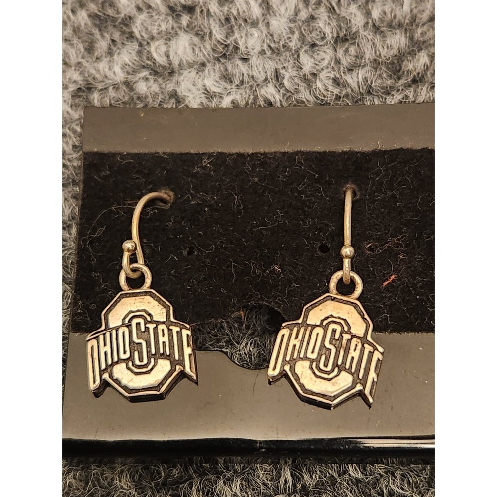 Ohio State Buckeyes Sterling Silver 925 Dangle Earrings NCAA Fan Jewelry